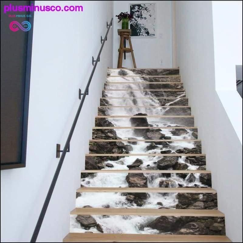 Set DIY 3D Stairway Stickers Waterfall Stairs Stickers - plusminusco.com