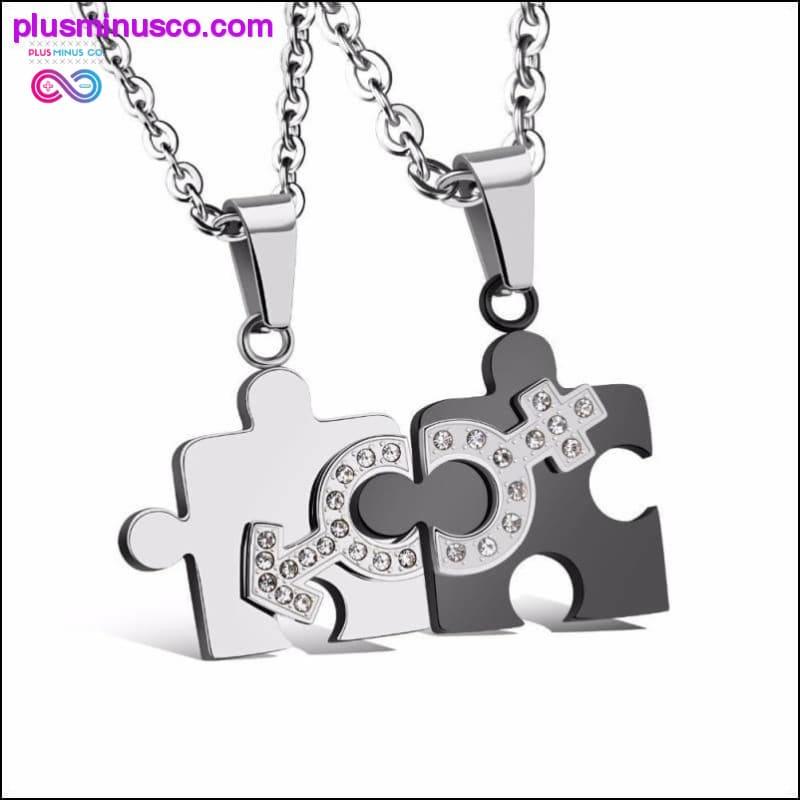 2 pcs Set Stainless Steel Puzzle Piece Pendant and Necklace - plusminusco.com