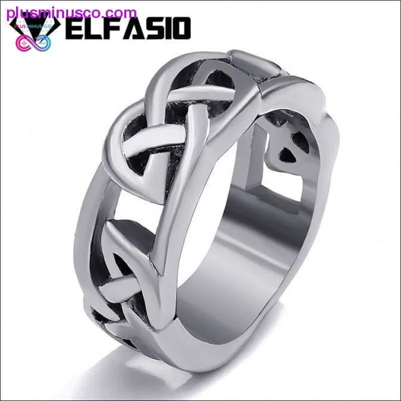 Celtic Knot Hollow Stainless Steel Band Ring Fashion Jewelry - plusminusco.com