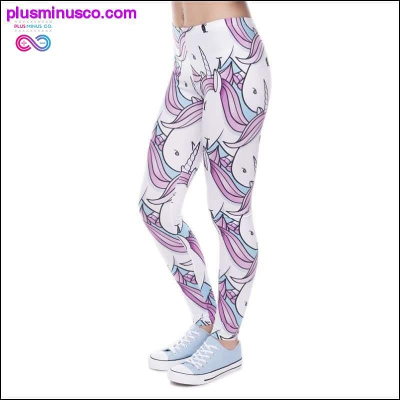 Digital Printed Pink White Unicorn Leggings || - plusminusco.com