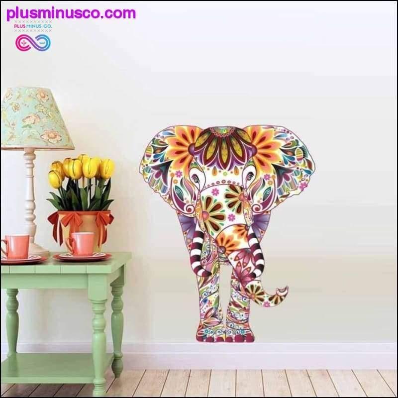 Floral & Colorful Elephant Wall Decals Sticker For Living - plusminusco.com