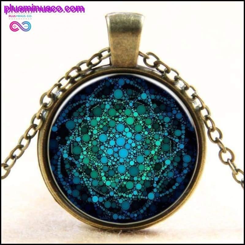 Handmade Blue Fractal Mandala Necklace - plusminusco.com