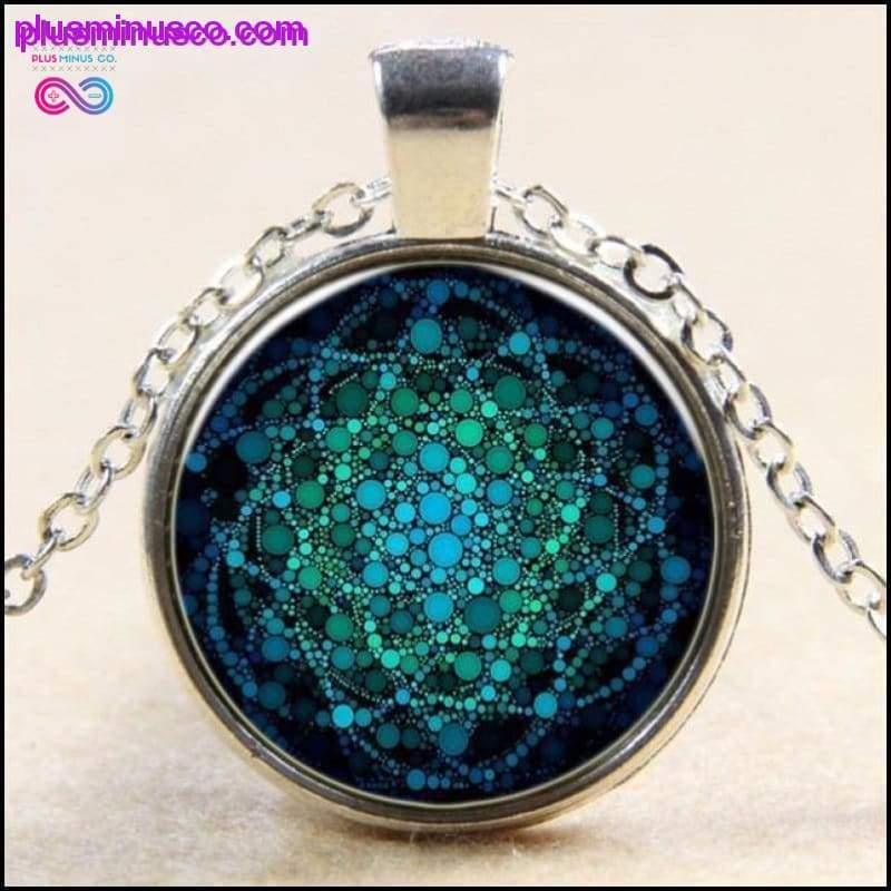 Handmade Blue Fractal Mandala Necklace - plusminusco.com