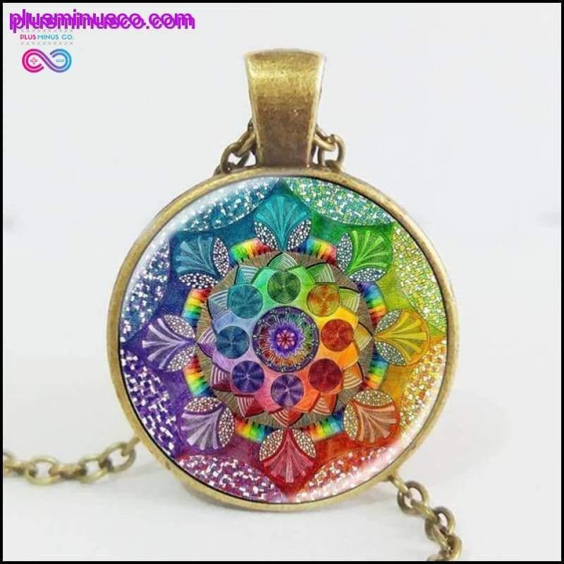 Handmade Rainbow Mandala Sacred Geometry Necklace - plusminusco.com