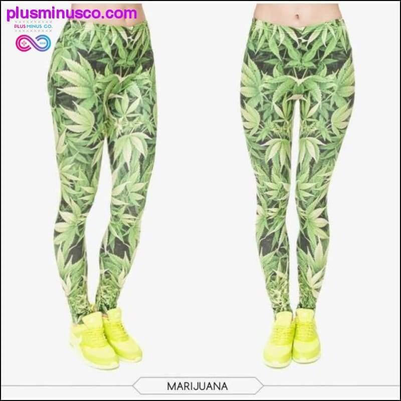 Jungle Marijuana Leaf Leggings - plusminusco.com