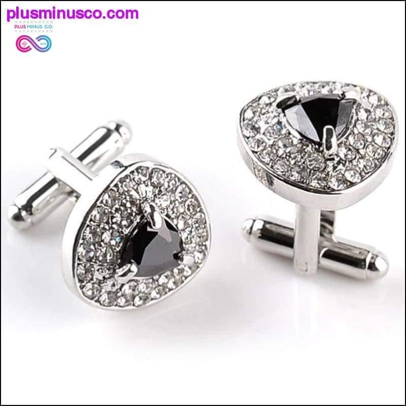 Luxury Cuff-links Zircon Black, Purple, and White Crystal - plusminusco.com