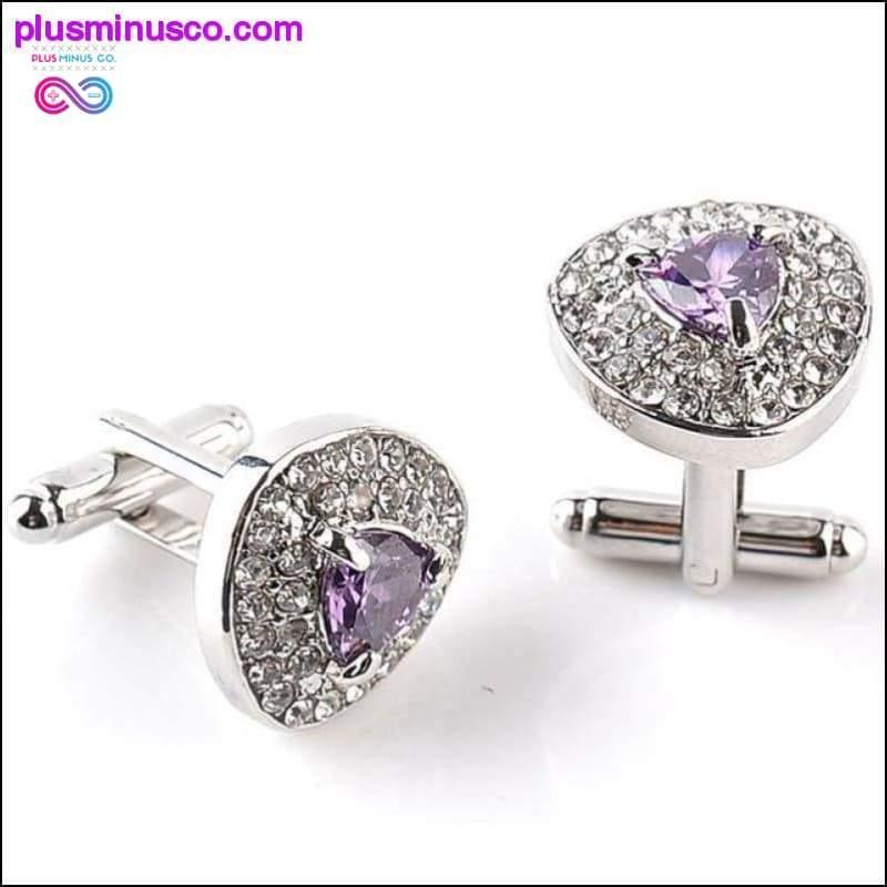Luxury Cuff-links Zircon Black, Purple, and White Crystal - plusminusco.com