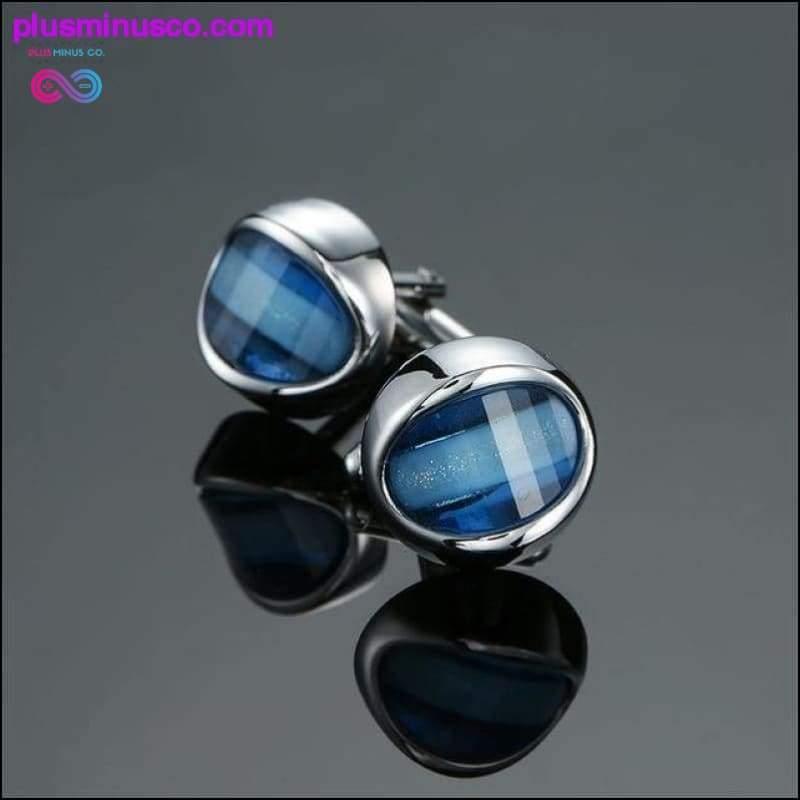 Novelty Luxury Blue white Cufflinks for Mens Brand High - plusminusco.com