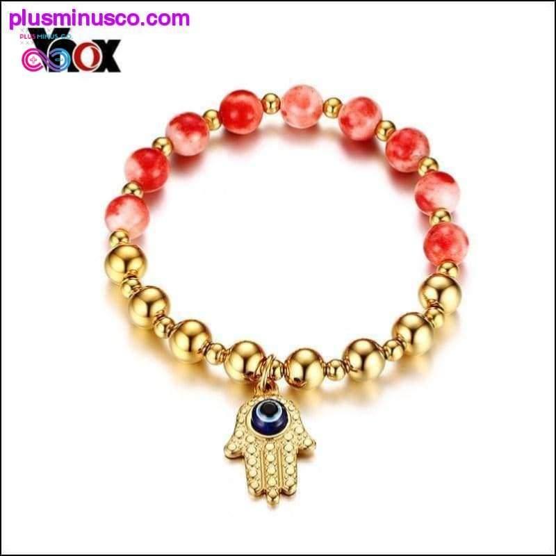 Vintage Beads Chain with Hamsa Charm Bracelet - plusminusco.com