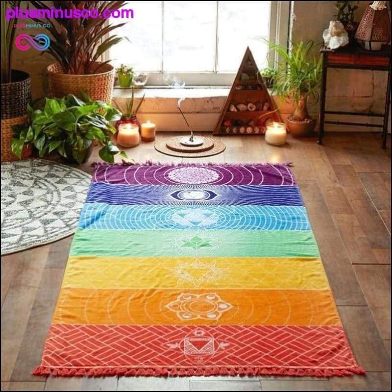 Yoga Mat Tapestry 7 Chakra Stripes Beach Towel - plusminusco.com