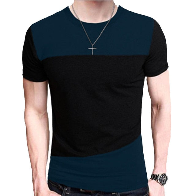 M-3XL 남성 티셔츠 반소매 크루넥 티셔츠 슬림핏 캐주얼 티셔츠 - plusminusco.com