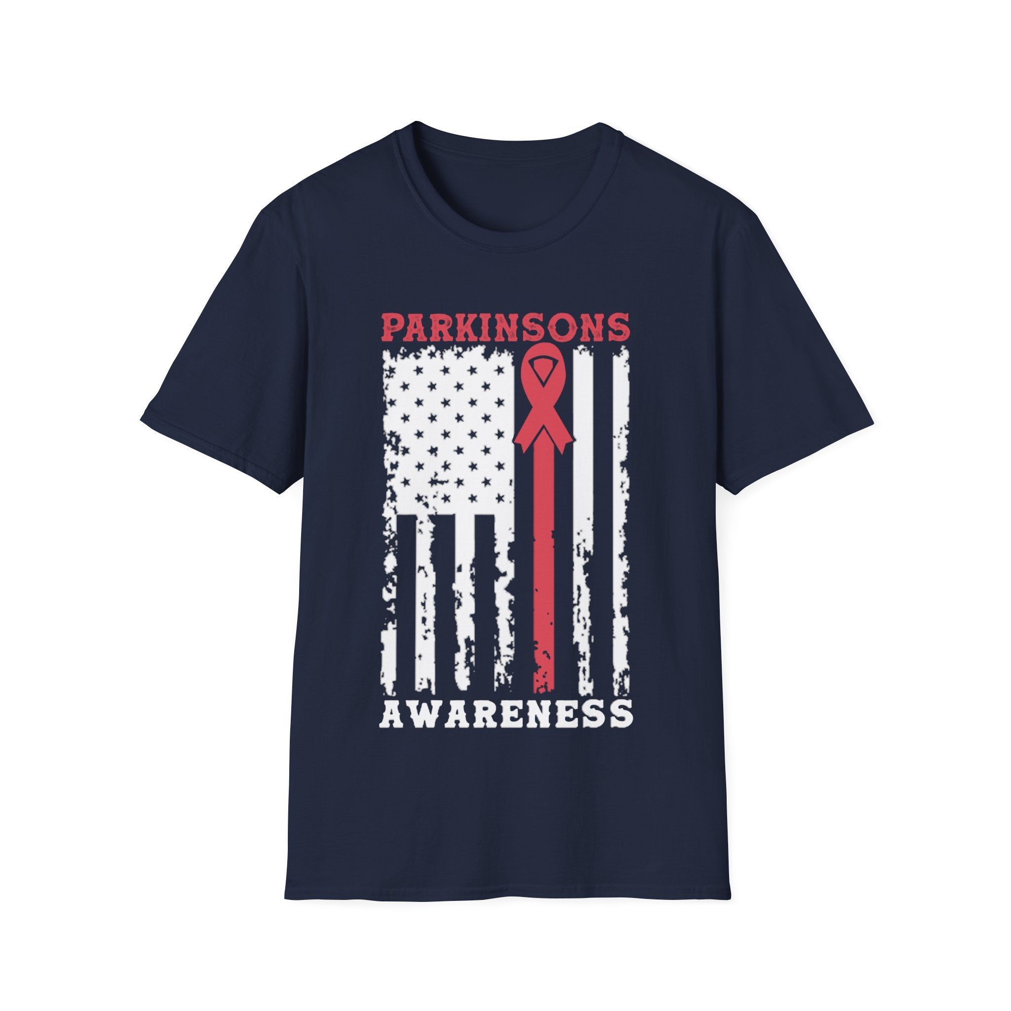 Koszulki z flagą amerykańską dotyczącą choroby Parkinsona, świadomość choroby Parkinsona, wojownik prezent świadomości choroby Parkinsona, srebrna wstążka choroby Parkinsona - plusminusco.com