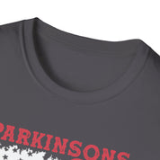 Parkinson's Awareness American Flag T-Shirts, Parkinson's Disease Awareness ,Parkinson's Awareness Gift Warrior, Parkinson's Silver Ribbon Cotton, Crew neck, DTG, Men's Clothing, Regular fit, T-shirts, Women's Clothing - plusminusco.com