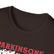 Parkinson's Awareness American Flag T-Shirts, Parkinson's Disease Awareness ,Parkinson's Awareness Gift Warrior, Parkinson's Silver Ribbon Cotton, Crew neck, DTG, Men's Clothing, Regular fit, T-shirts, Women's Clothing - plusminusco.com