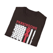 Parkinson's Awareness American Flag T-Shirts, Parkinson's Disease Awareness ,Parkinson's Awareness Gift Warrior, Parkinson's Silver Ribbon Cotton, Crew neck, DTG, Men's Clothing, Regular fit, T-shirts, Women's Clothing - plusminusco.com