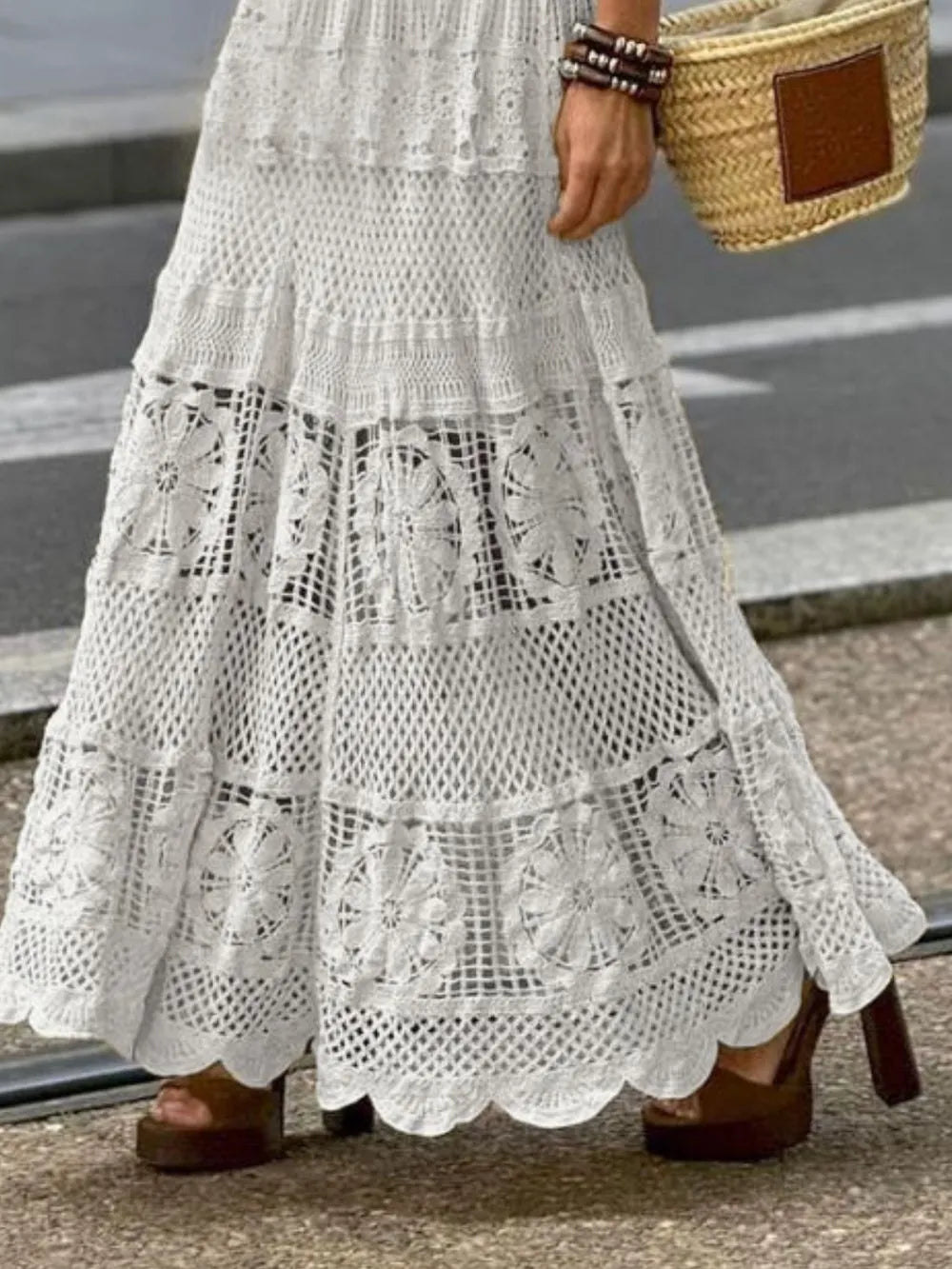Openwork Crochet Maxi Skirt