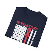 Parkinson's Awareness American Flag T-Shirts, Parkinson's Disease Awareness ,Parkinson's Awareness Gift Warrior, Parkinson's Silver Ribbon Cotton, Crew neck, DTG, Men's Clothing, Regular fit, T-shirts, Women's Clothing - plusminusco.com