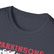 Parkinson's Awareness American Flag T-Shirts, Parkinson's Disease Awareness ,Parkinson's Awareness Gift Warrior, Parkinson's Silver Ribbon Cotton, Crew neck, DTG, Men's Clothing, Regular fit, T-shirts, Women's Clothing - plusminusco.com