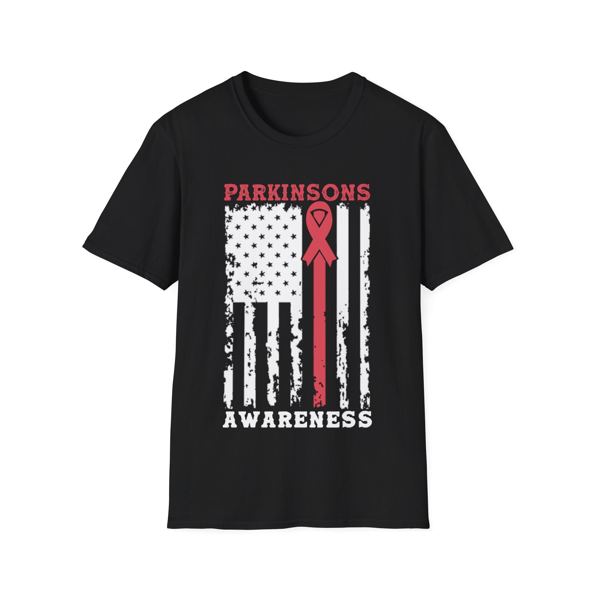 Parkinson-Bewusstseins-T-Shirts mit amerikanischer Flagge, Parkinson-Bewusstsein, Parkinson-Bewusstseins-Geschenkkrieger, Parkinson-Silberband – plusminusco.com