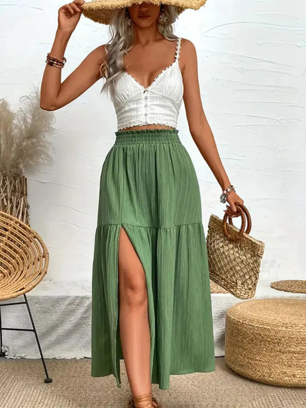Frill Slit Skirt