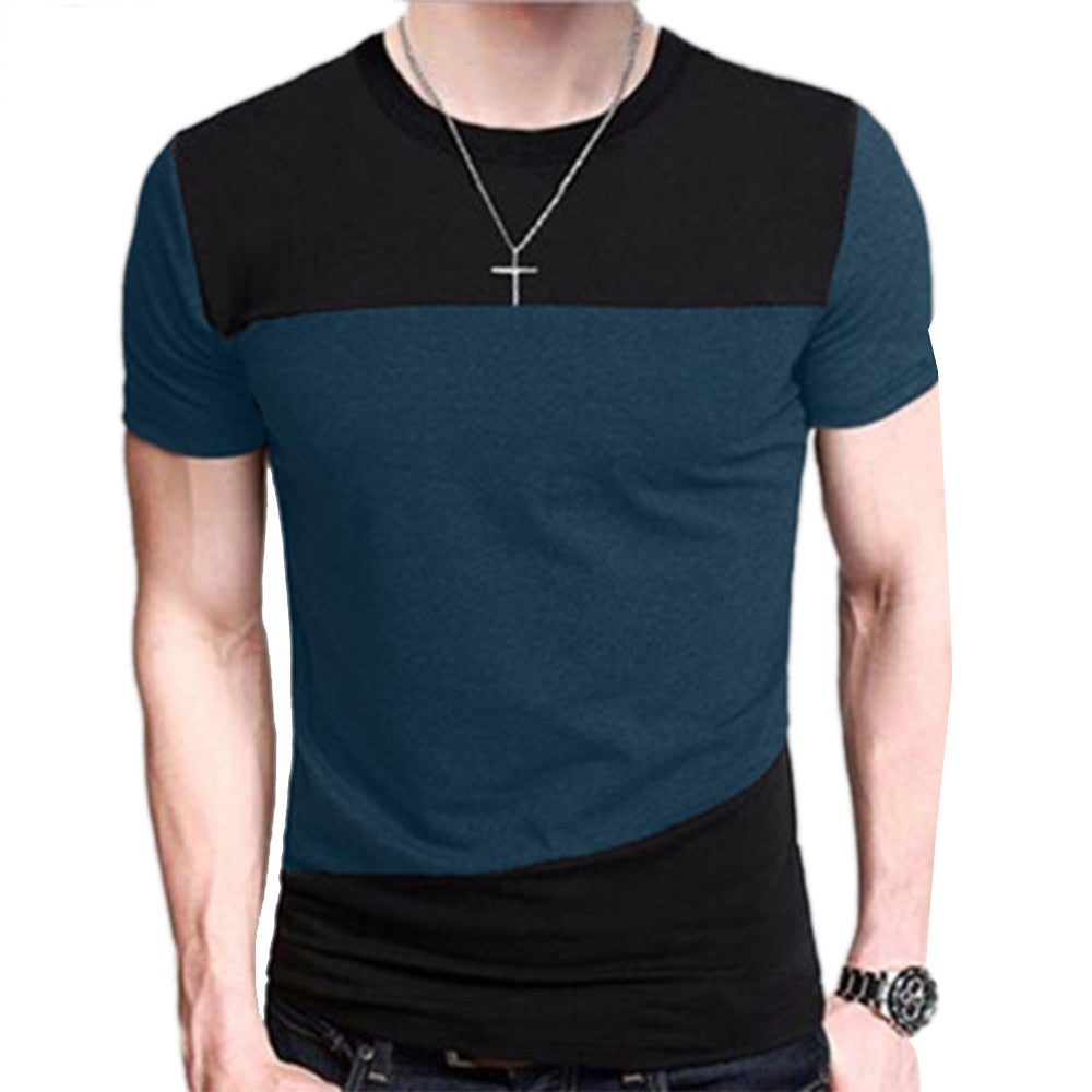 Męska koszulka M-3XL z krótkim rękawem i okrągłym dekoltem T-shirt typu slim fit na co dzień - plusminusco.com