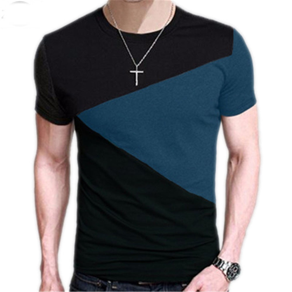 M-3XL vīriešu T krekls ar īsām piedurknēm T-krekls ar izgriezuma kakla izgriezumu Slim Fit ikdienas krekls — plusminusco.com