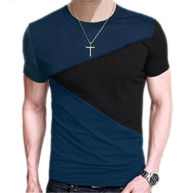 Męska koszulka M-3XL z krótkim rękawem i okrągłym dekoltem T-shirt typu slim fit na co dzień - plusminusco.com