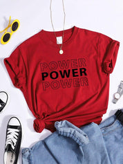 Power Print T-Shirts Tendance Été Confortablevêtements À Manches Courtes Décontracté Surdimensionné T-shirts Hip Hop Essentiel Femmes T-shirt - plusminusco.com