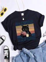Viskas, ko man reikia, yra arbata ir mano knygos. Lauke per daug žmonių juodos katės moteriški marškinėliai Prašmatnūs firminiai marškinėliai Minkšti marškinėliai su apatine kakleliu - plusminusco.com