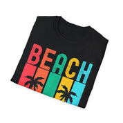 Beach Vibes Retro Vintage Sunset Palm Trees Summer Tank Top T-shirt Cotton, Crew neck, DTG, Men's Clothing, Regular fit, T-shirts, Women's Clothing - plusminusco.com