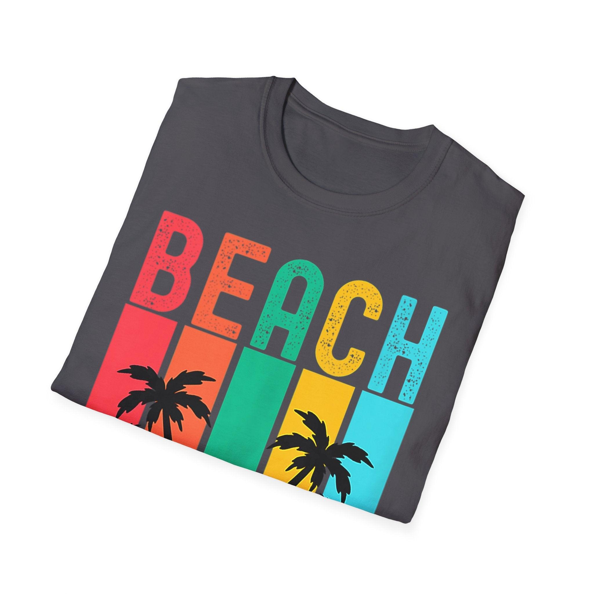 Beach Vibes Retro Vintage Sunset Palm Trees Summer Tank Top T-shirt Cotton, Crew neck, DTG, Men's Clothing, Regular fit, T-shirts, Women's Clothing - plusminusco.com