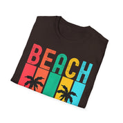 Beach Vibes Retro Vintage Sunset Palm Trees Summer Tank Top T-shirt Cotton, Crew neck, DTG, Men's Clothing, Regular fit, T-shirts, Women's Clothing - plusminusco.com