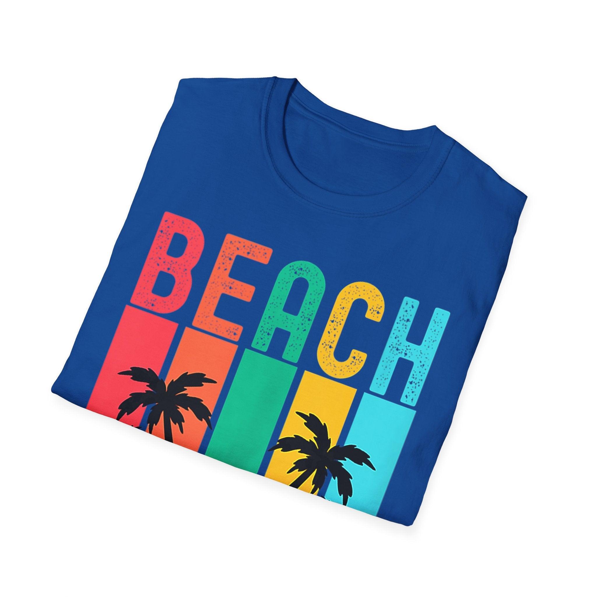 Beach Vibes Retro Vintage Sunset Palm Trees Summer Tank Top T-shirt Cotton, Crew neck, DTG, Men's Clothing, Regular fit, T-shirts, Women's Clothing - plusminusco.com