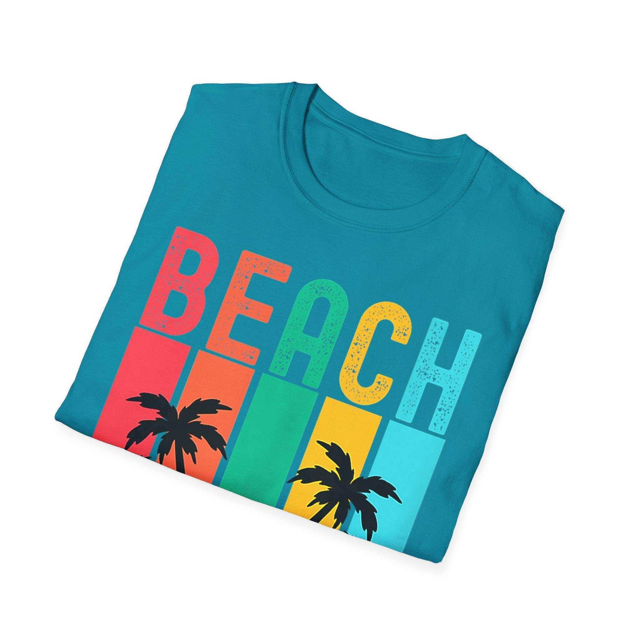 Beach Vibes Retro Vintage Sunset Palm Trees Summer Tank Top T-shirt Cotton, Crew neck, DTG, Men's Clothing, Regular fit, T-shirts, Women's Clothing - plusminusco.com