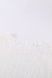 White Crochet V Neck Textured Tank Top