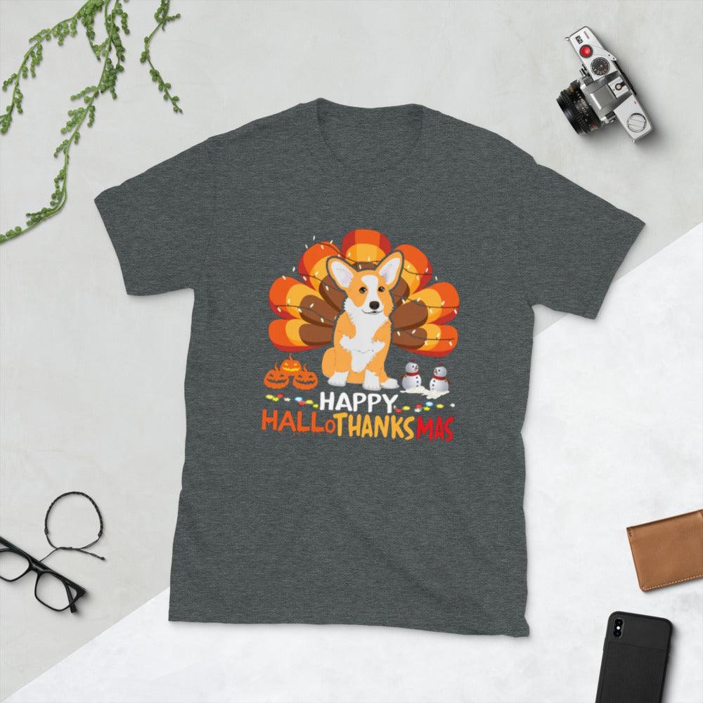 Happy hallothanksmas Unisex T-Shirt - plusminusco.com