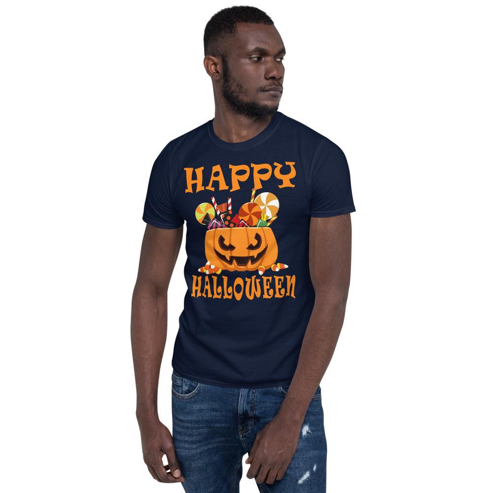 تي شيرت Happy Halooween Hello Pumpkin للجنسين - plusminusco.com