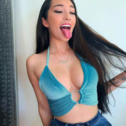 Internet Celebrity Instagram Holiday Street Shot V-neck Ring Lace-up Halterneck - plusminusco.com