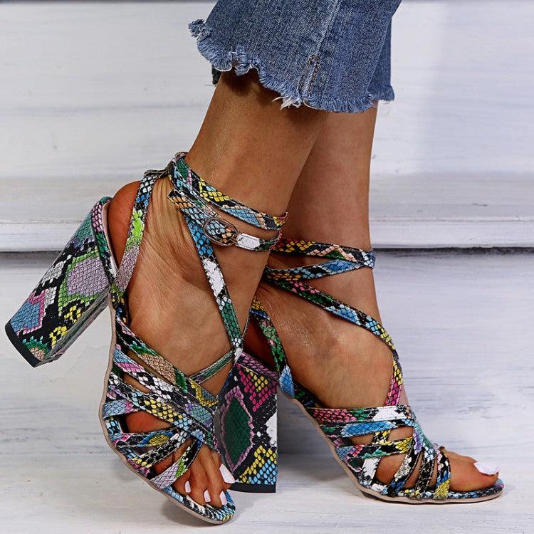 Modne sandale s otvorenim prstima velike veličine, debele pete, europski i američki stil, majice - plusminusco.com