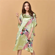 Plus Size Nightgown Sleepwear Women's Summer Nightwear Robe Lady Sexy Nightdress Silk Rayon Loose Bathrobe Gown Home Dress - plusminusco.com