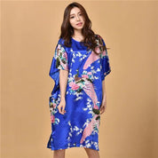 Plus Size Nightgown Sleepwear Women's Summer Nightwear Robe Lady Sexy Nightdress Silk Rayon Loose Bathrobe Gown Home Dress - plusminusco.com