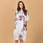 Plus Size Nightgown Sleepwear Women's Summer Nightwear Robe Lady Sexy Nightdress Silk Rayon Loose Bathrobe Gown Home Dress - plusminusco.com