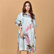 Plus Size Nightgown Sleepwear Women's Summer Nightwear Robe Lady Sexy Nightdress Silk Rayon Loose Bathrobe Gown Home Dress - plusminusco.com