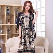 Plus Size Nightgown Sleepwear Women's Summer Nightwear Robe Lady Sexy Nightdress Silk Rayon Loose Bathrobe Gown Home Dress - plusminusco.com
