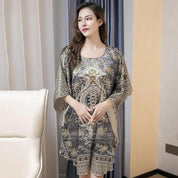 Plus Size Nightgown Sleepwear Women's Summer Nightwear Robe Lady Sexy Nightdress Silk Rayon Loose Bathrobe Gown Home Dress - plusminusco.com