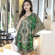 Plus Size Nightgown Sleepwear Women's Summer Nightwear Robe Lady Sexy Nightdress Silk Rayon Loose Bathrobe Gown Home Dress - plusminusco.com