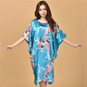 Plus Size Nightgown Sleepwear Women's Summer Nightwear Robe Lady Sexy Nightdress Silk Rayon Loose Bathrobe Gown Home Dress - plusminusco.com