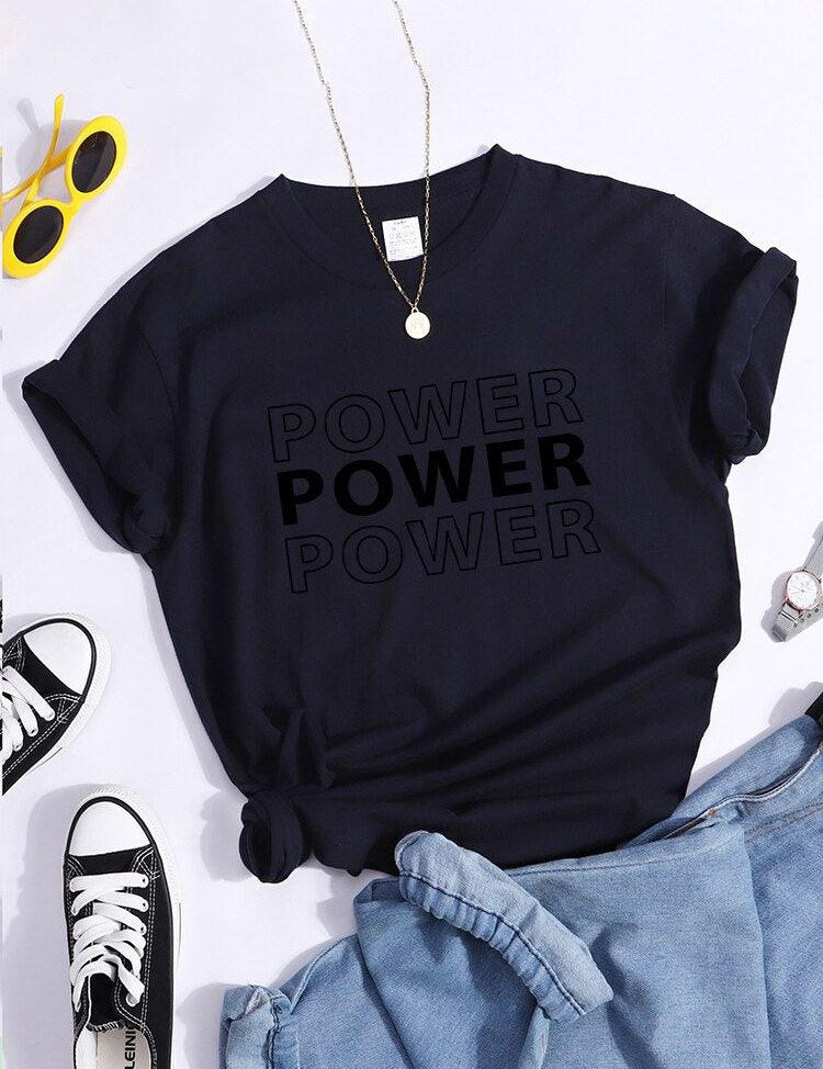 Tričká Power Print Trend Leto Pohodlné oblečenie Neformálne Tričká s krátkym rukávom Tričká Hip Hop Essential Women - plusminusco.com