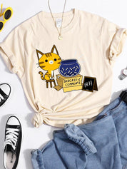 Sarcástico Comentários Kawaii Cat T-Shirt Mulheres Moda Casual Camisetas Street Hip Hop Crop Top Cool Sport Respirável Camisetas Femininas - plusminusco.com