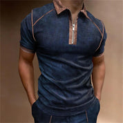 Summer New Men Polo Shirt Short Sleeve Color Matching Zipper T-Shirt Top - plusminusco.com